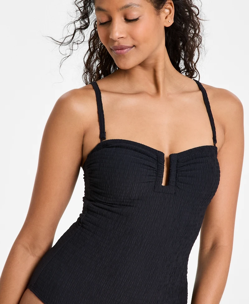 Dkny Women's Textured Shirred One-Piece Swimsuit