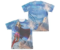 Supergirl Mens Up The Sky (Front/Back Print) Adult Poly/Cotton Short Sleeve Tee / T-Shirt