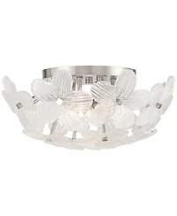Possini Euro Design Filoli 16" Modern Semi Flush-Mount Ceiling Light Fixture Kitchen Foyer Flower Silver Brushed Nickel Finish