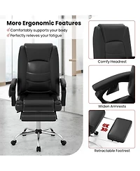 Gouun Massage Adjustable Executive Chair with Armrests and Retractable Footrest
