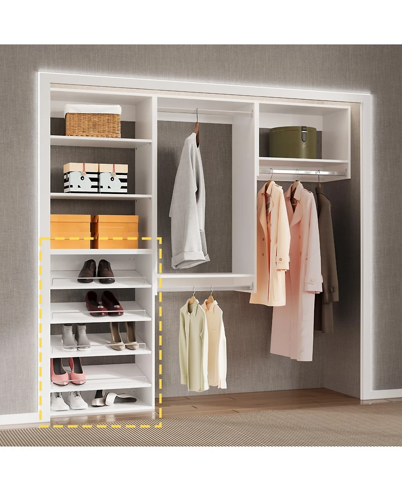 Modular Storage Angled Shelves, Wood Closet Organizer Adjustable, Stacking