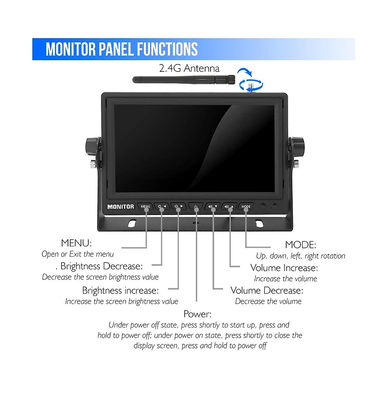 Pyle Backup Camera & Monitor System, 2.4Ghz Wireless, Night Vision, 7'' Display