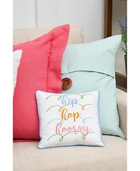 10" x 10" Easter "Hip Hop Hooray" Embroidered Small/Petite Spring Themed Accent Throw Pillow