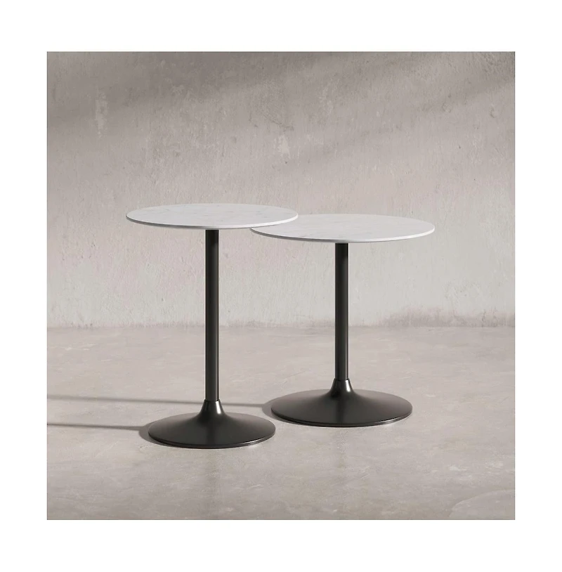 Jofran Camille Solid Marble and Iron Modern Luxury Accent Tables (Set of 2)