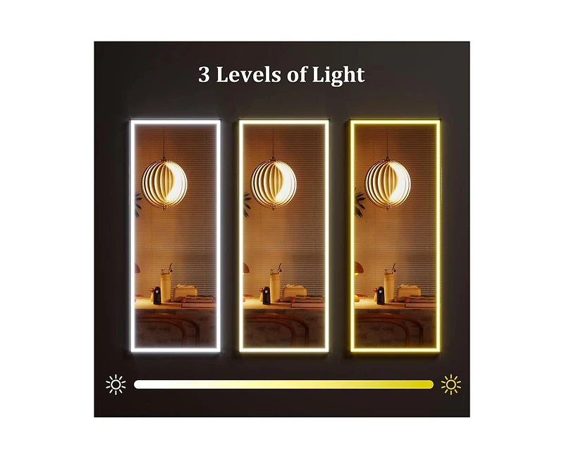 gaomon Led Mirror Full Length 71"x 28" Full Body Mirror with Light Floor Mirror Wall Mounted Mirror Freestanding Full Size Mirror dimming 3 Colors Lig