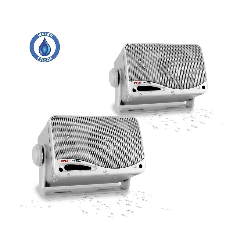 Pyle 3.5" 200 Watt 3-Way Weatherproof Mini Box Speaker System, Silver