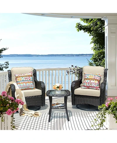 Xizzi Outdoor Swivel Rocker Chairs Set, 3 Piece Patio Bistro Set with 360 Degrees Rocking Chair and Side Table