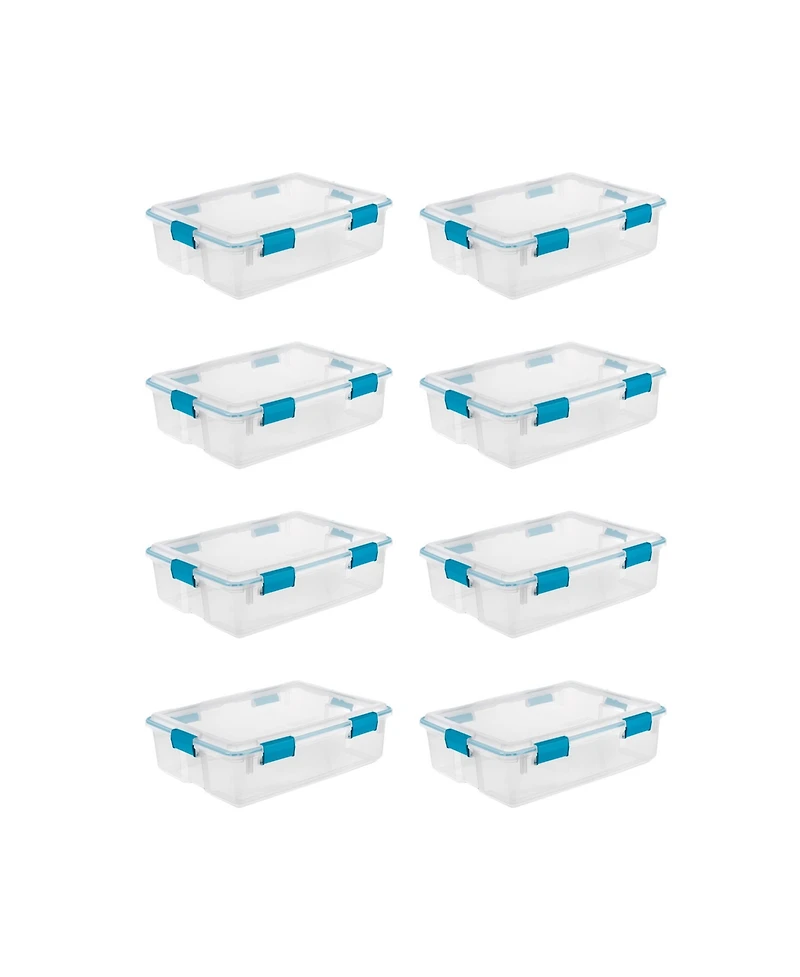 Sterilite 37 Quart Clear Plastic Home Storage Tote Bin with Secure Lids, 8 Pack