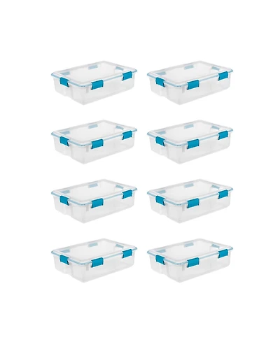 Sterilite 37 Quart Clear Plastic Home Storage Tote Bin with Secure Lids, 8 Pack