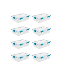 Sterilite 37 Quart Clear Plastic Home Storage Tote Bin with Secure Lids, 8 Pack