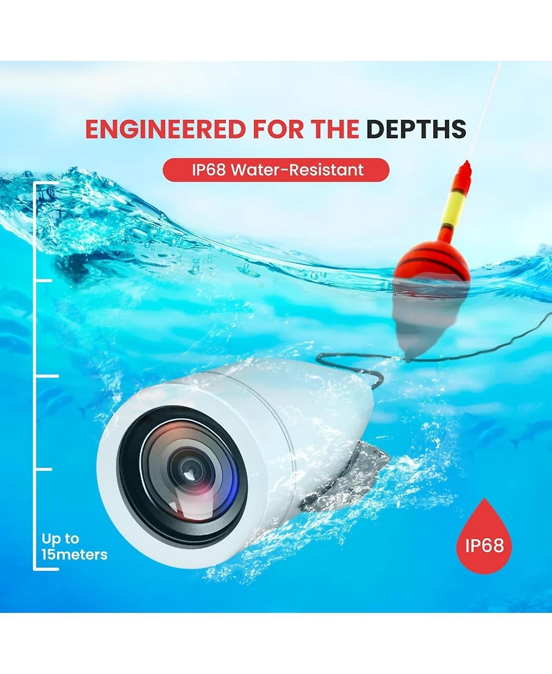 Pyle 7'' Lcd Monitor Underwater Fishing Camera, 1000TVL, White