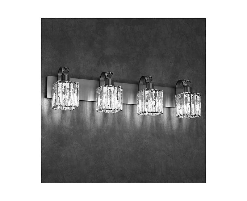 gaomon Modern Crystal Bathroom Vanity Lights Black Bathroom Light Fixtures Crystal Vanity Shower Lights Over Mirror, Mirror Glass Crystal Bathroom Van