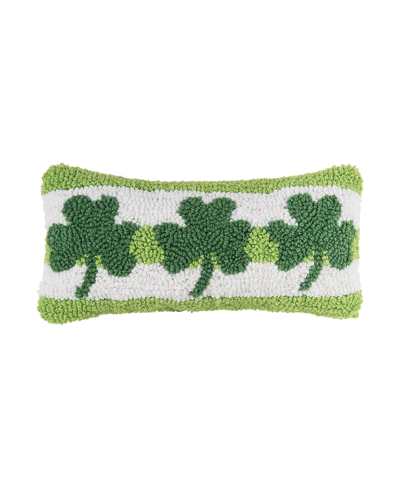6" x 12" St. Patrick's Day Clover Trio 3 Leaf Clovers Hooked Small/Petite Accent Throw