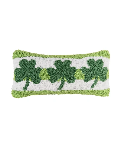 6" x 12" St. Patrick's Day Clover Trio 3 Leaf Clovers Hooked Small/Petite Accent Throw