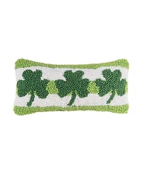 6" x 12" St. Patrick's Day Clover Trio 3 Leaf Clovers Hooked Small/Petite Accent Throw