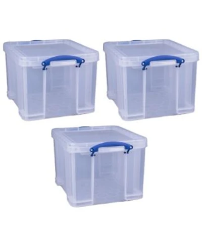Really Useful Box 32 Liter Storage Container W Snap Lock Handles Clear 3 Pac