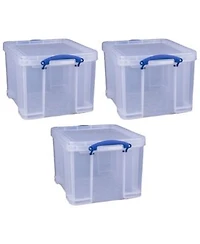 Really Useful Box 32 Liter Storage Container W Snap Lock Handles Clear 3 Pac