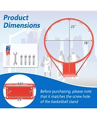 Kuyotq 18 Inch Basketball Rim Goal Replacement with All Weather Net and Mounting Hardware