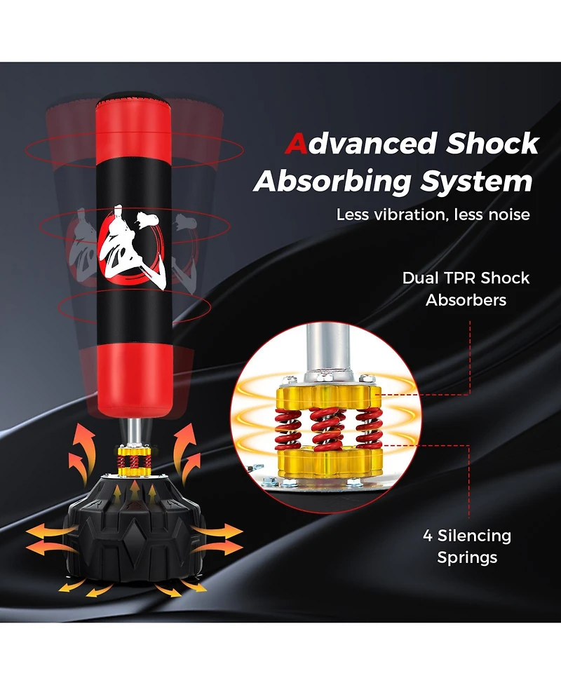 Kuyotq 70 Inch Freestanding Punching Bag with Fillable Base 12 Suction Cups and Shock Absorbers