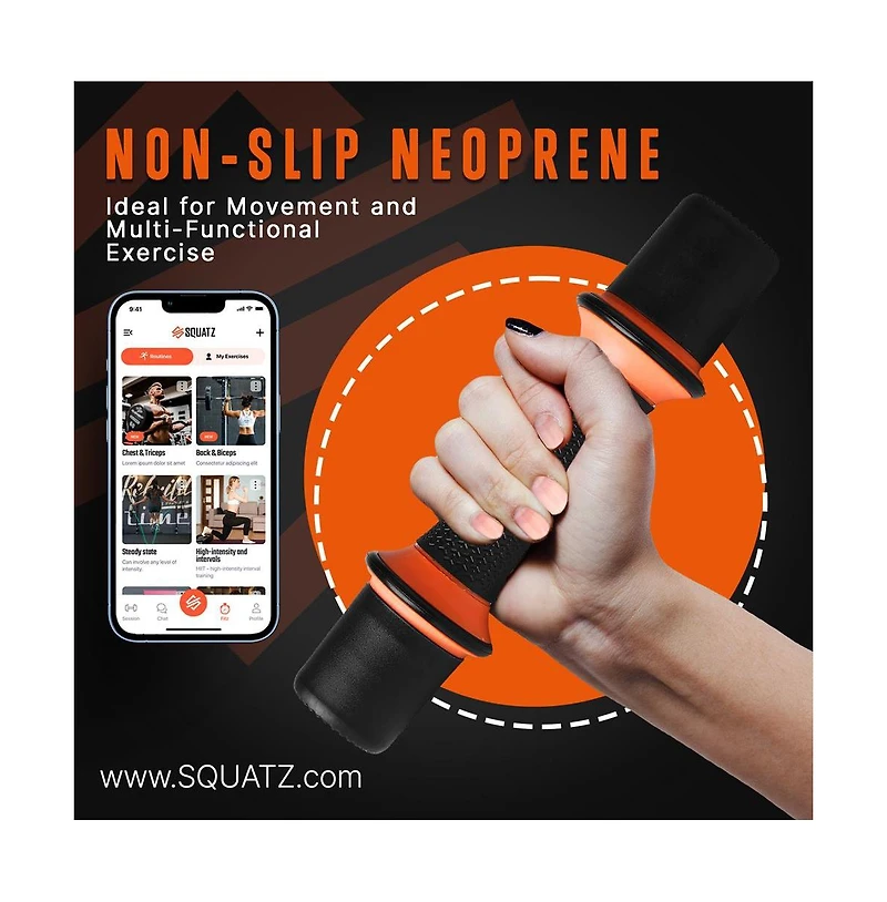 Squatz Adjustable Weight Dumbbells with Non-Slip Neoprene Grip for Versatile Workouts