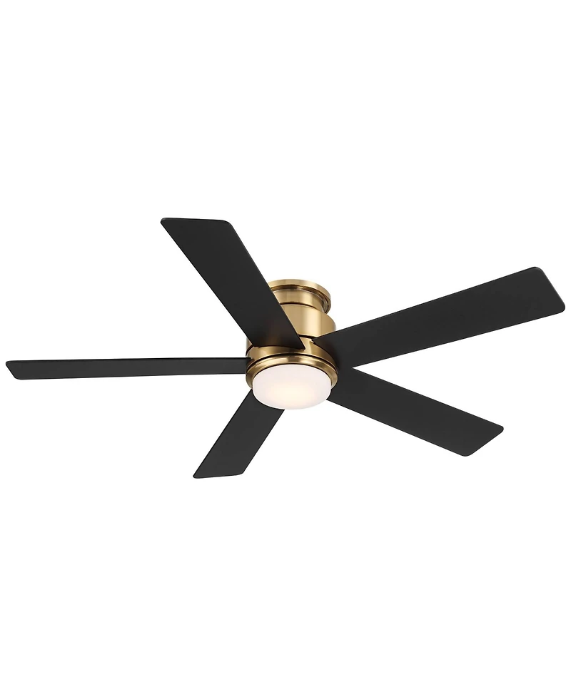 Casa Vieja 52" Grand Palm Indoor Outdoor Ceiling Fan 5 Blade Led Light Remote Control Soft Brass Finish Bedroom Hugger Damp Rated