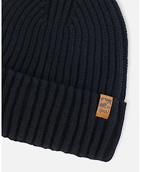 Deux par Deux Kids Unisex Cuffed Knit Hat Black - Toddler|Child
