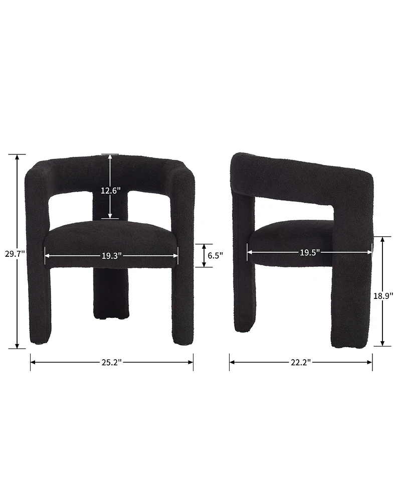 gaomon Modern Sherpa Barrel Dining Chair, Upholstered Faux Fur Dining Room Chair Comfy Side Chair for Kitchen/Living Room