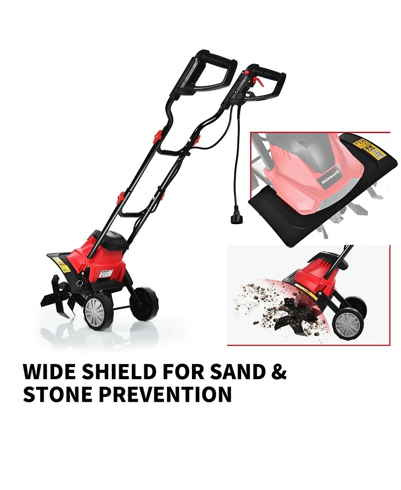Mecale 14 Inch 10 Amp Corded Electric Tiller and Cultivator with 9-Inch Tilling Depth