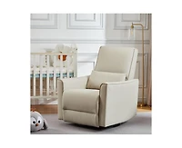 gaomon 360°Swivel Rocking Recliner Chair, Glider Upholstered Faux Leather Reclining, Manual Chair with Lumbar Support, Nu