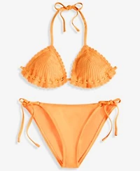 Salt Cove Juniors Crochet Halter Triangle Bikini Top Side Tie Bikini Bottoms Exclusively At Macys