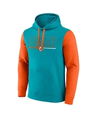 Fanatics Men's Aqua/Orange Miami Dolphins Outline Pullover Hoodie