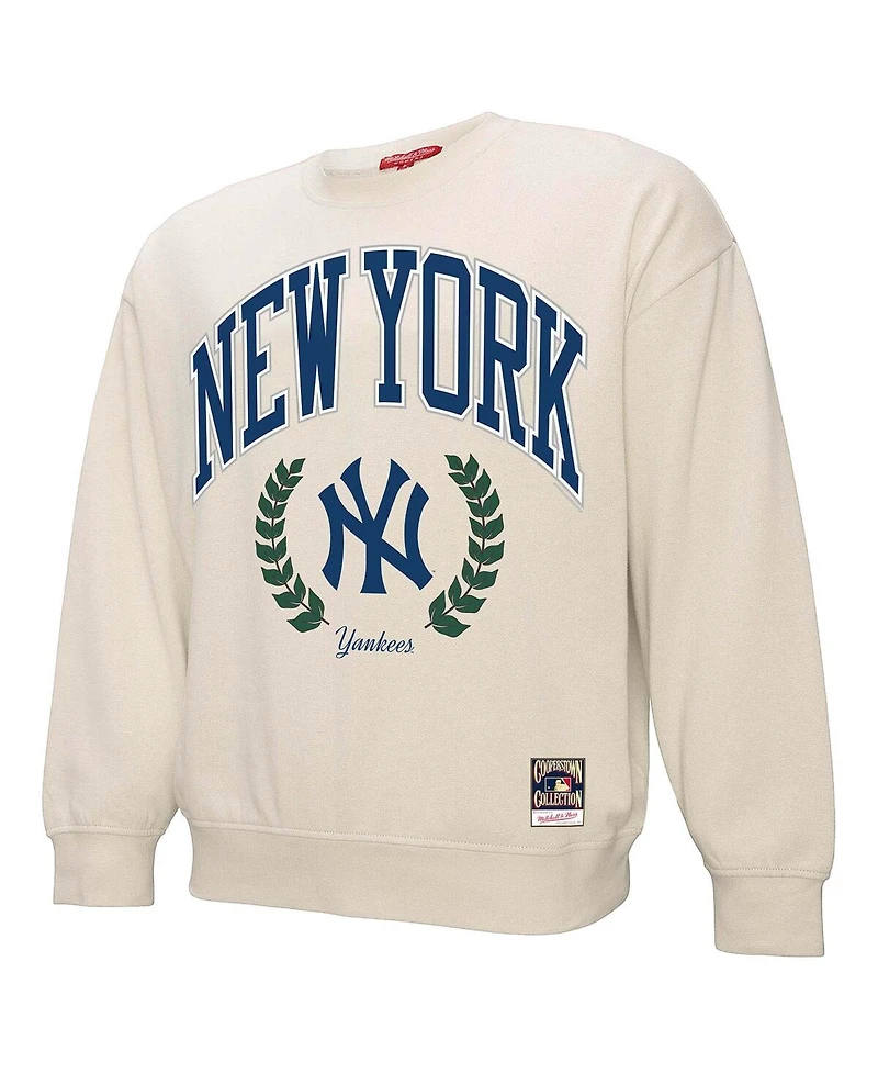 Mitchell & Ness Women's Cream New York Yankees Cooperstown Collection Laurel Pullover Sweatshirt