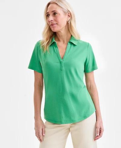 Style & Co Women's Short-Sleeve Knit Polo Shirt, Exclusively at Macy's