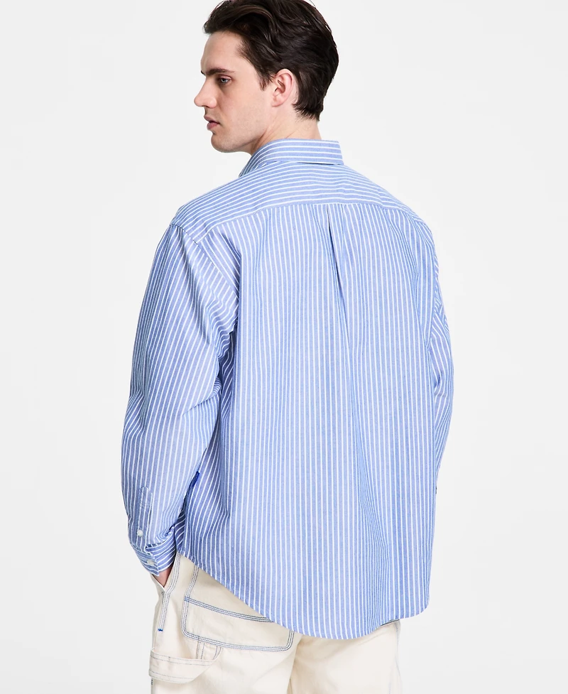 Hugo by Boss Men's Oversized-Fit Stripe Shirt