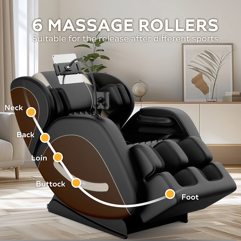 Massage Chair Recliner with Zero Gravity with Full Body Air Pressure with 6 Massage Rollers