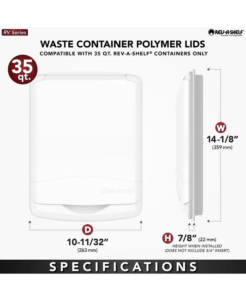 Rev-a-Shelf 35 Qt Trash Can Replacement Lid, Gray, Rv-35-lid-13-1-40 (2 Pack)