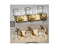 gaomon Modern Crystal Bathroom Vanity Lights Gold Bathroom Light Fixtures Crystal Vanity Shower Lights Over Mirror, Mirror Glass Crystal Bathroom Vani