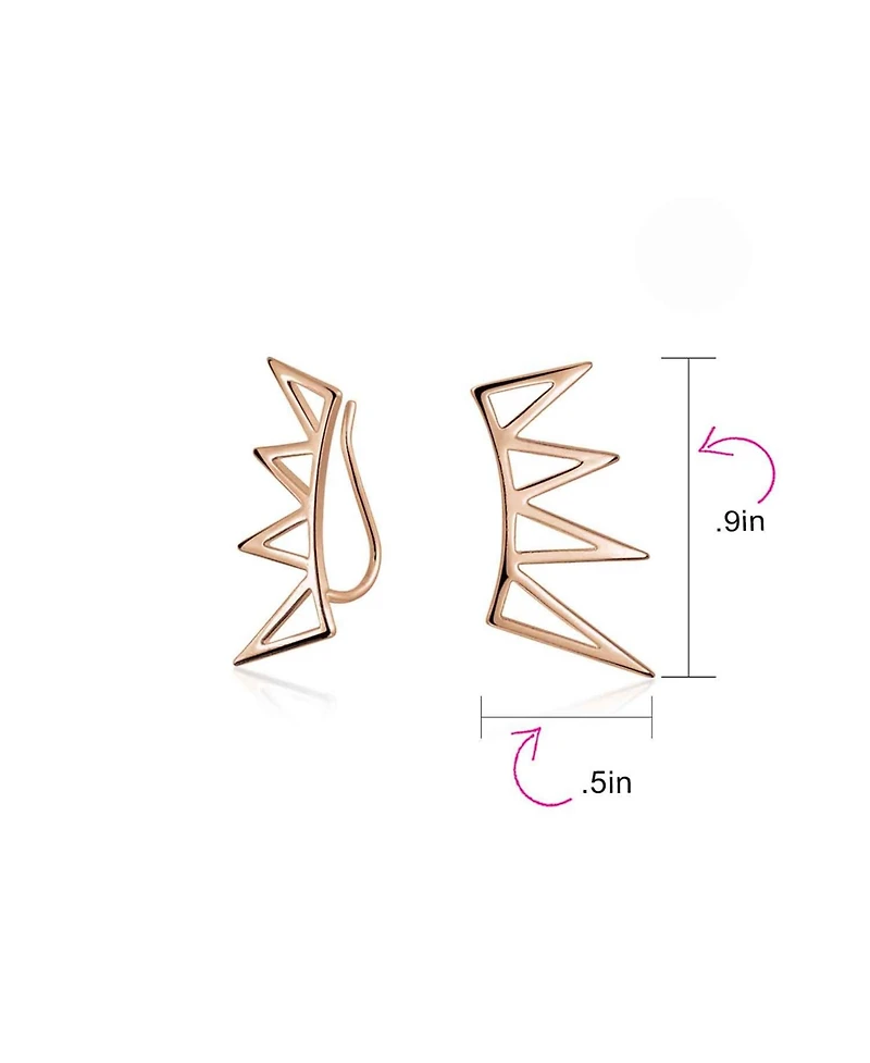 Bling Jewelry Boho Minimalist Geometric Ear Cuff Cartilage Spike Earrings Sterling Silver