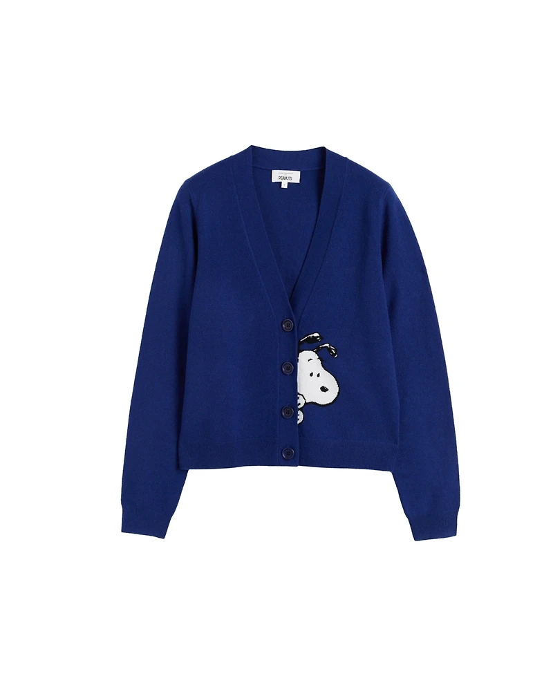 Chinti & Parker Women's Chinti Meets Peanuts Snoopy Peek Pocket Wool Cashmere Cardigan
