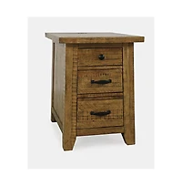 Jofran Telluride Rustic Farmhouse Solid Wood Usb Charging Chairside End Table