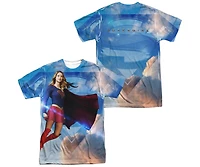 Supergirl Mens Up The Sky (Front/Back Print) Short Sleeve Adult Poly Crew Tee / T-Shirt
