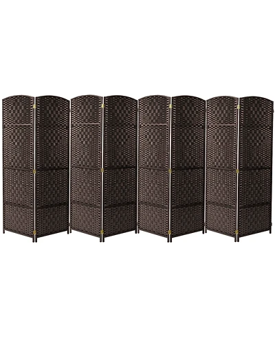 Sorbus Extra Wide - Diamond Weave Fiber Room Divider- 8 Panel Brown