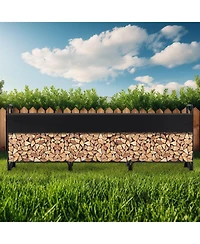 gaomon Firewood Rack Outdoor with Cover, Heavy Duty Steel 3/4 Cord Logs Stacker Holder, Firewood Storage Stand for Indoor Fireplace