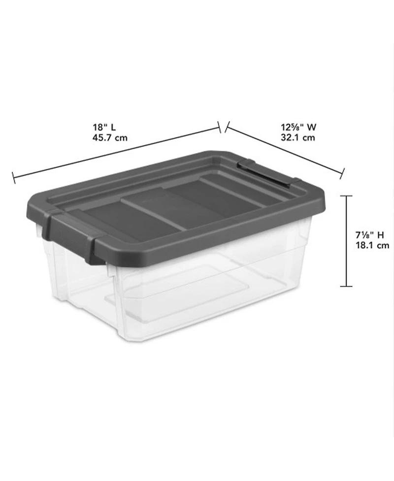 Sterilite 16 Qt Clear Plastic Stacking Storage Containers with Gray Lid (6 Pack)