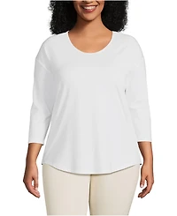 Lands' End Plus 3/4 Sleeve Lightweight Jersey Shirttail Tee