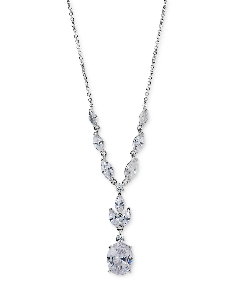 Eliot Danori Silver-Tone Cubic Zirconia Lariat Necklace, 16" + 2" extender, Exclusively at Macy's