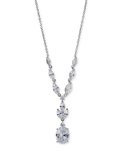 Eliot Danori Silver-Tone Cubic Zirconia Lariat Necklace, 16" + 2" extender, Exclusively at Macy's