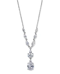 Eliot Danori Silver-Tone Cubic Zirconia Lariat Necklace, 16" + 2" extender, Exclusively at Macy's