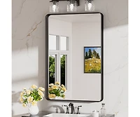 Keonjinn 24x36 Inch Brushed Gold Bathroom Vanity Mirror Tempered Glass Metal Framed