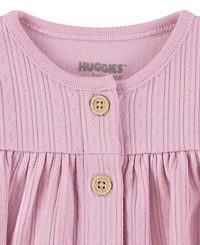 Huggies Baby Girls Cotton Cardigan, Pants & Hat, 3-Piece Set
